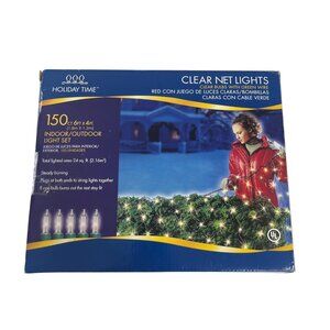 Clear Net Lights 150 Ct 6 Ft X 4 Ft Clear Bulbs Green Wire Indoor/Outdoor